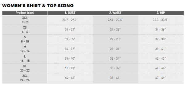 Adidas Size Chart Women S Clothing